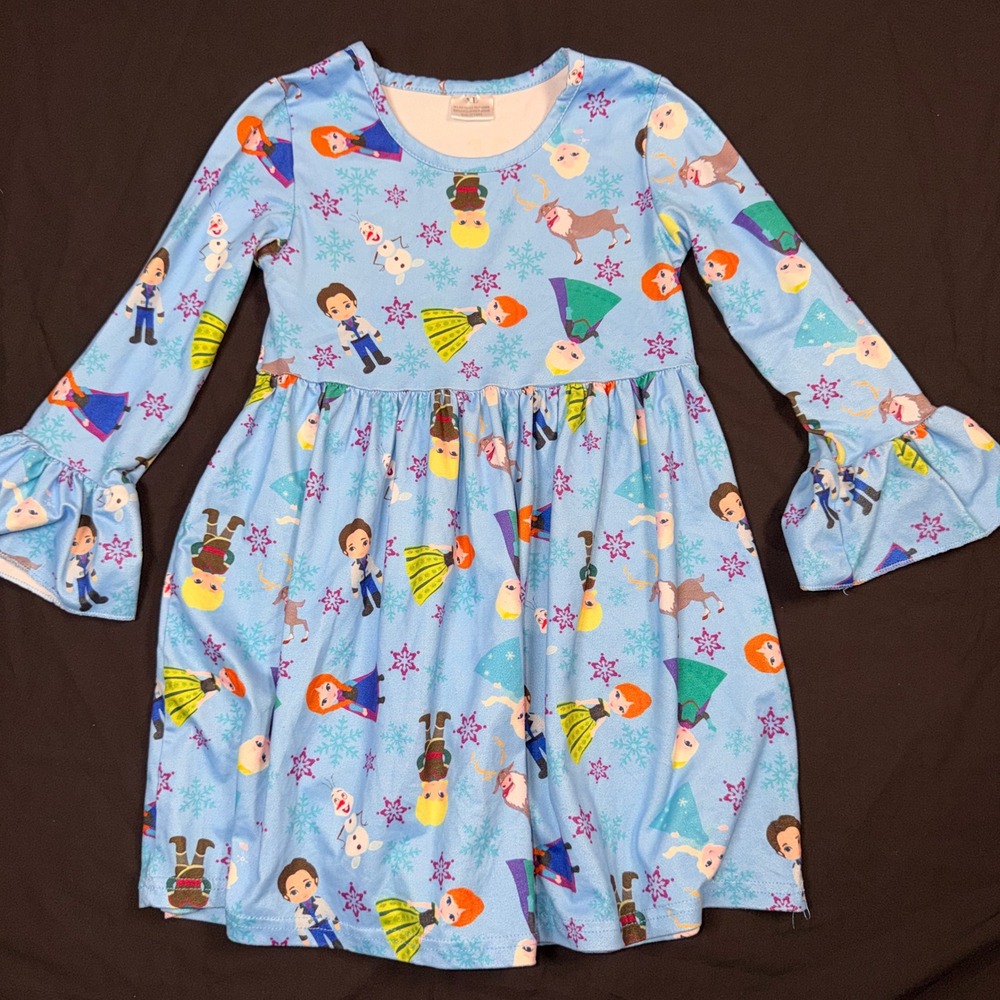 Frozen Princess‎ Long Sleeve Twirl Hug Bell Cuff Girl's Dress Tunic XL